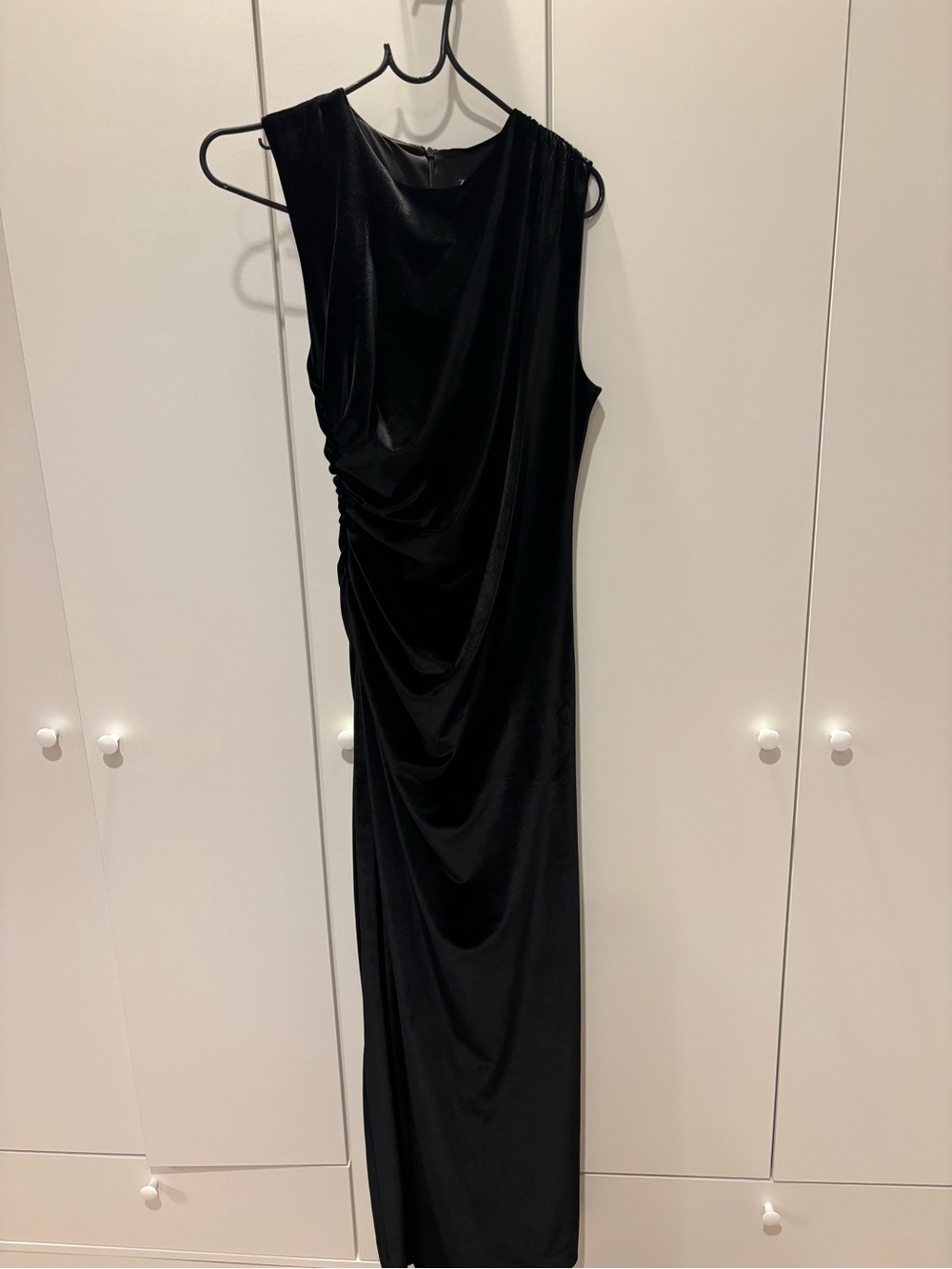 Zara Black Sleeveless Draped Maxi Dress